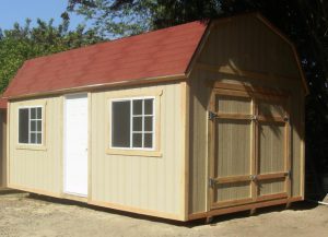 Photo of tall gambrel shed