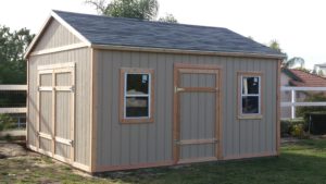 12 x 16 Tall Peak with optional windows, double shed doors, and increased roof pitch